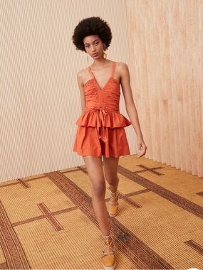 NWOT Ulla Johnson Rust Red Orange Sleeveless Romper/playsuit
